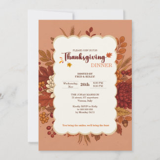 Rustic Elegant Floral Terracotta Invitation Inbjudningar