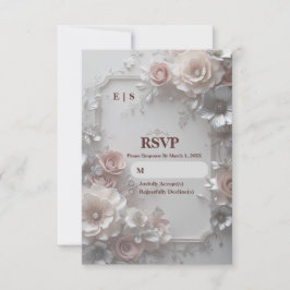 Rustic Elegant Floral Wedding RSVP Card OSA Kort