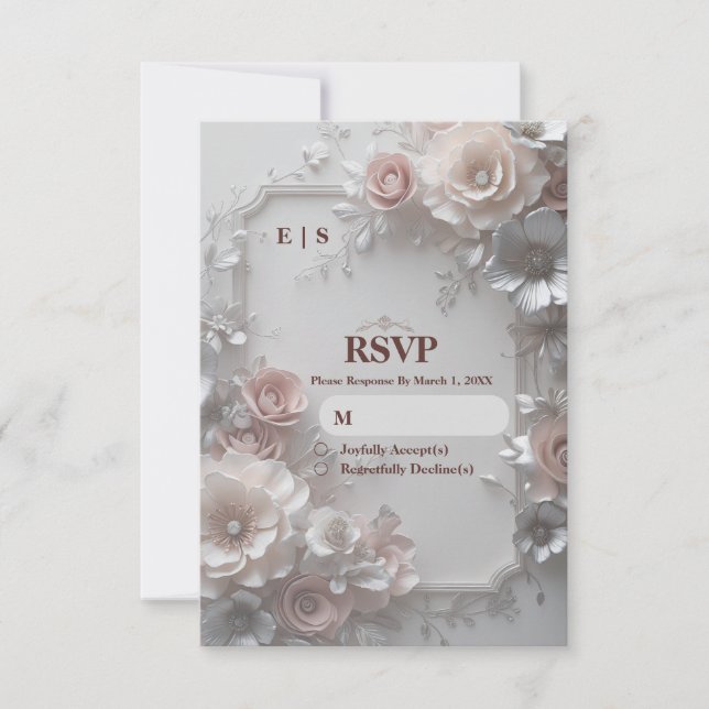 Rustic Elegant Floral Wedding RSVP Card OSA Kort (Framsida)