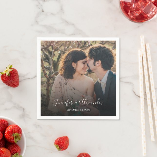 Rustic elegant fotoboho bröllop pappersservett (Insitu)