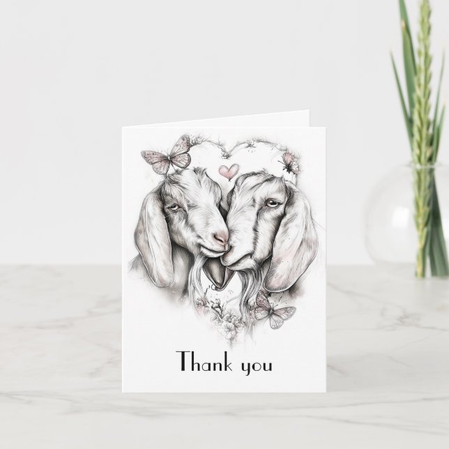 Rustic elegant goat lovers thank you card tack kort (Framsida)