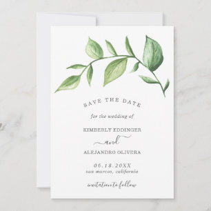 Rustic Elegant Greenery Bröllop Spara Datumet