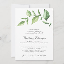 Rustic Elegant Greenery Dödsårsdag Inbjudningar