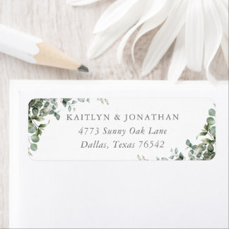 Rustic Elegant Greenery Eucalyptus Returadress Etikett
