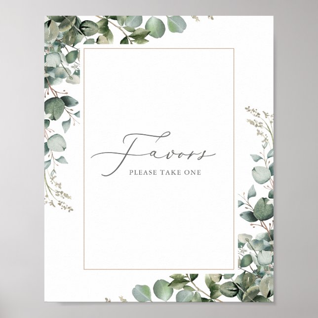 Rustic Elegant Greenery Eucalyptus Wedding Favors Poster (Framsidan)