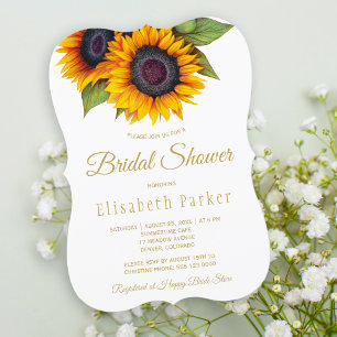 Rustic elegant guld solblommor möhippa inbjudningar
