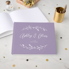 Rustic Elegant Lavender Lila Wildblomme Bröllop Gästböcker