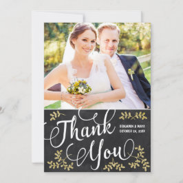 Rustic Elegant Lettering Photo Bröllop Tack Kort