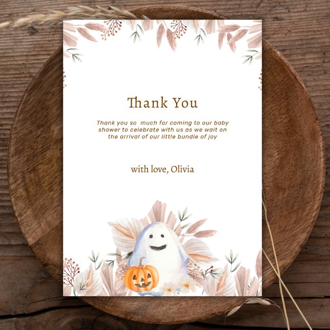 Rustic Elegant Little Boo Boho Ghost Baby Shower Tack Kort (Rustic Elegant Little Boo Boho Ghost Baby Shower Thank You Card)