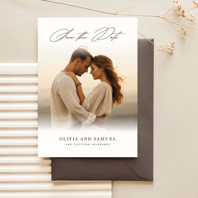 Rustic Elegant Luxury Photo Bröllop spara datum Inbjudningar (Skapare uppladdad)