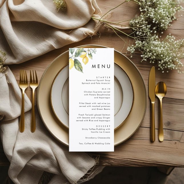 Rustic Elegant Minimal Lemon Garden Wedding  Meny (Skapare uppladdad)