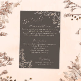 Rustic Elegant Mocha Script Wildblommor Bröllop Tilläggskort