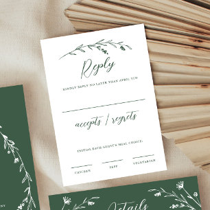 Rustic Elegant Mörk grönt Wildblomma Bröllop OSA Kort