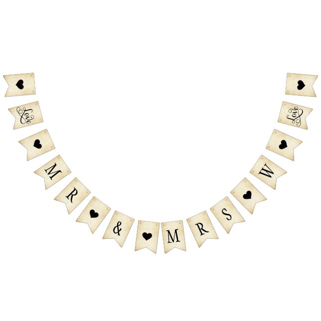 Rustic Elegant Mr och Mrs Anpassningsbar Monogram  Vimplar (Alla)