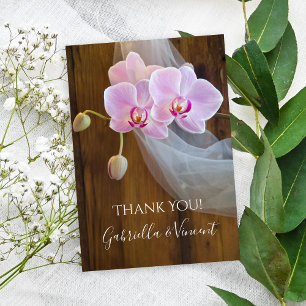 Rustic Elegant Orchids Barn Bröllop Tack Kort