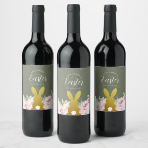 Rustic Elegant Påsk Personlig Vinflaska Etikett