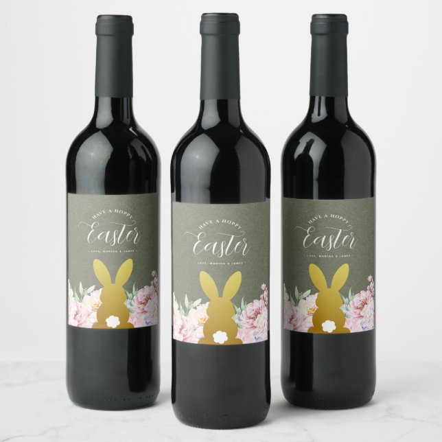 Rustic Elegant Påsk Personlig Vinflaska Etikett (Flaskor)