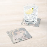 Rustic elegant photo boho wedding underlägg papper kvadrat<br><div class="desc">Rustic elegant photo boho wedding paper coasters.
Add your own photo,  names and date to personalize it.</div>