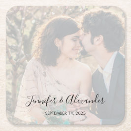 Rustic elegant photo boho wedding underlägg papper kvadrat