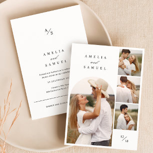 Rustic Elegant Photo Collage Bröllop Inbjudningar