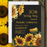 Rustic Elegant Solblommor Black 30års födelsedag Inbjudningar<br><div class="desc">Rustic,  elegant 30års födelsedag bjudande med gult solblommor mot svart bakgrund. Kontakta mig om du behöver hjälp med dina anpassningar eller om du vill be om ytterligare matchning eller samordning av Zazzle-produkter för firande.</div>