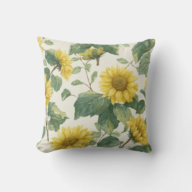 Rustic & Elegant Sunflower Classic Floral Kudde (Framsida)