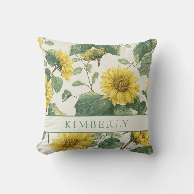 Rustic & Elegant Sunflower Classic Floral Kudde (Framsida)
