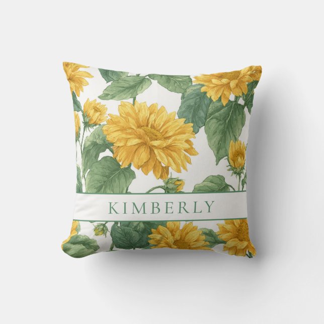 Rustic & Elegant Sunflower Classic Floral Kudde (Framsida)