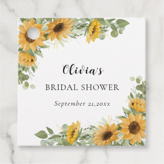 Rustic Elegant Sunflower Eucalyptus Bridal Shower  Gåvor Etiketter