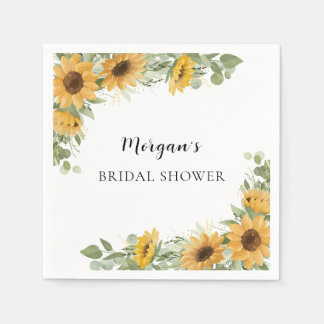 Rustic Elegant Sunflower Eucalyptus Bridal Shower  Pappersservett