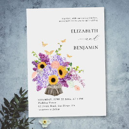 Rustic Elegant Sunrows Lush Bouquet Bröllop Inbjudningar