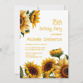 Rustic Elegant Sunwers 75:e Birthday Inbjudningar