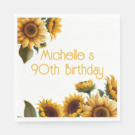 Rustic Elegant Sunwers White 90:e Birthday Pappersservett