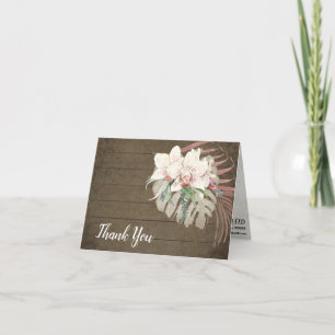 Rustic Elegant Tropical Blommigt Foliage Tack Kort