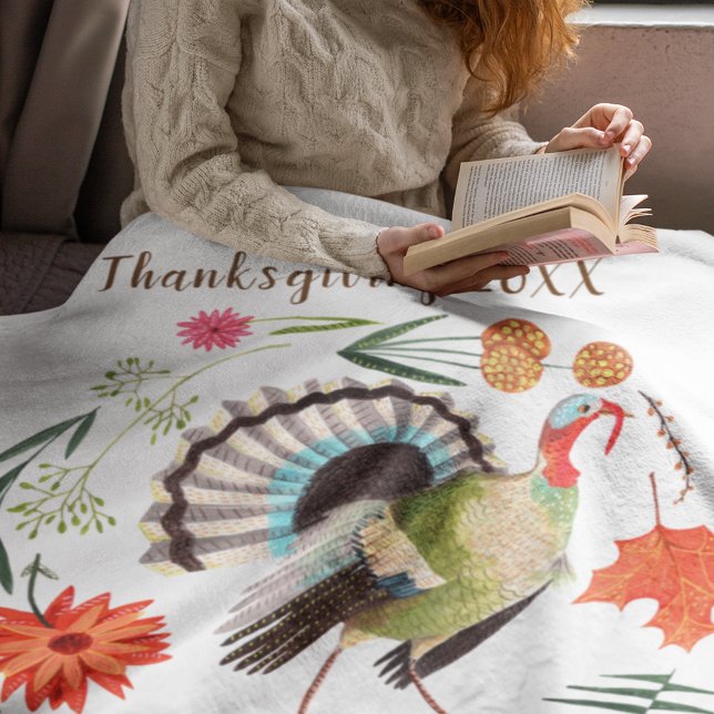 Rustic Elegant Turkiet Botaniskt Fleecefilt (Modern Elegant Turkey Botanical Fleece Blanket)