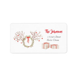 Rustic elegant watercolor Christmas return address Adressetikett