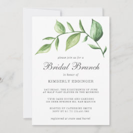 Rustic Elegant Watercolor Greenery Möhippa Brunch Inbjudningar