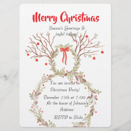 Rustic elegant watercolour Christmas invite cards Inbjudningar