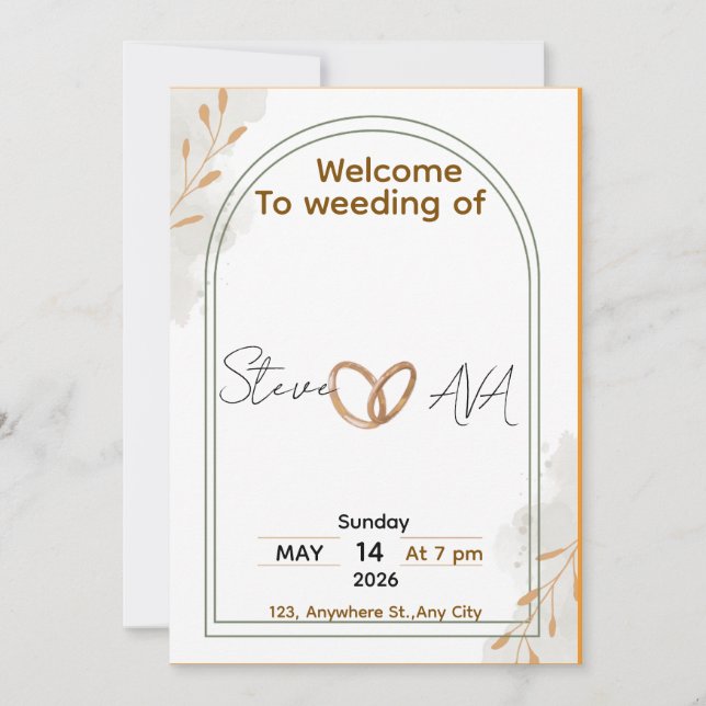 Rustic Elegant Wedding Invitation Inbjudningar (Framsida)