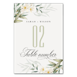 Rustic Elegant White Greenery Blommigt Bröllop Bordsnummer