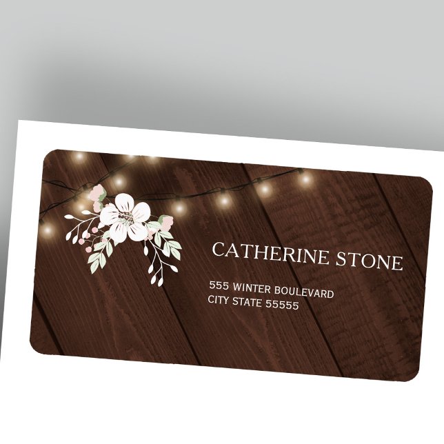 Rustic Elegant Winter Wedding | Barn Wood Adressetikett (Skapare uppladdad)