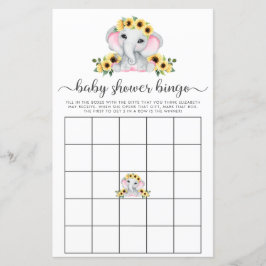 Rustic Elephant SunblommBaby Shower Bingo Game