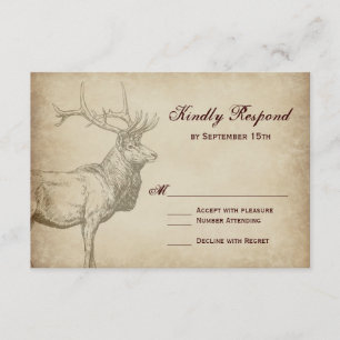Rustic Elk Wildlife Antlers Bröllop OSA Cards Kort