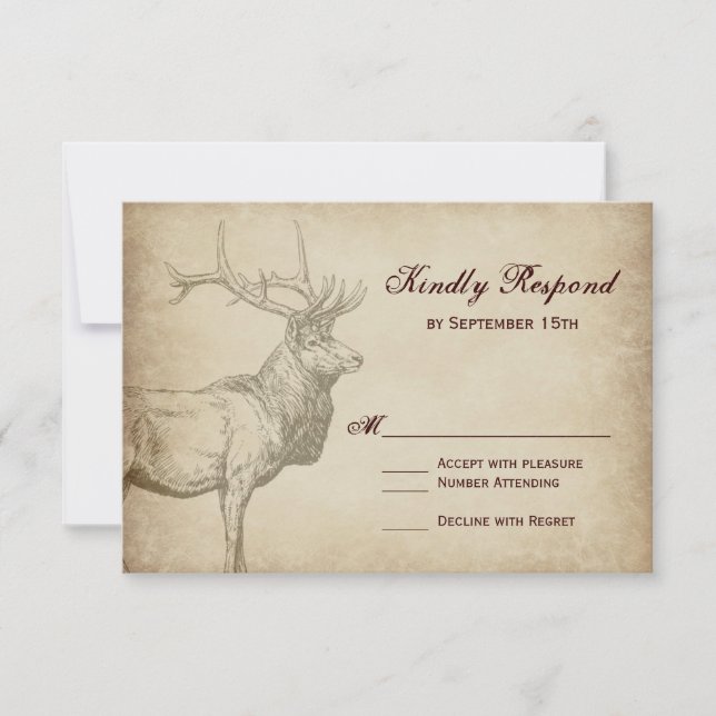 Rustic Elk Wildlife Antlers Bröllop OSA Cards Kort (Framsida)