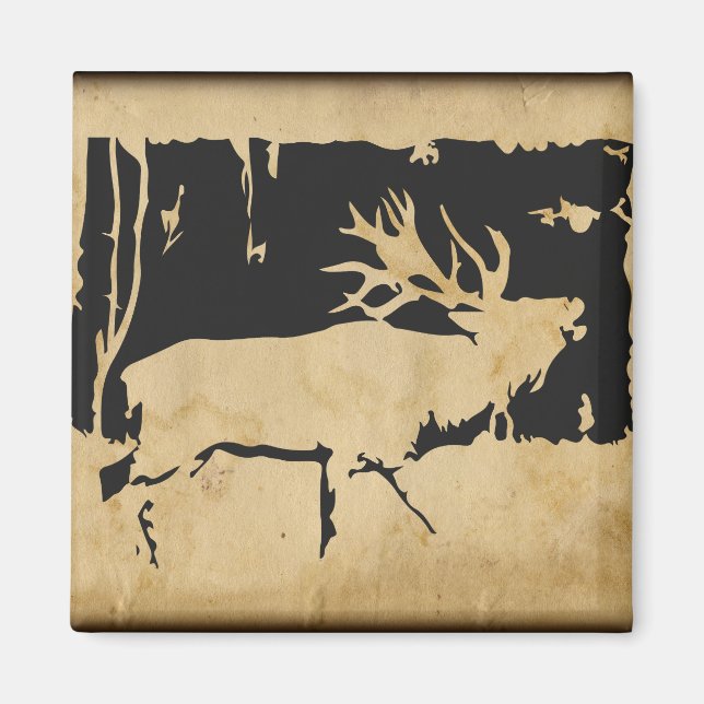Rustic Elk Wildlife Hunting Nature Animals Fridge Magnet (Framsidan)
