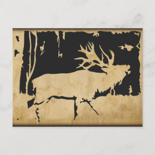 Rustic Elk Wildlife Vintage Papper Nature Hunting Vykort