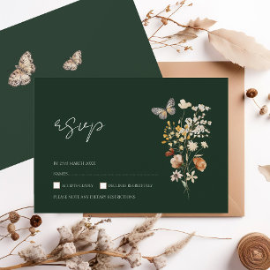 Rustic Emerald Grönt Fall Wildblomma Bröllop OSA Kort