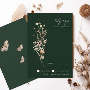Rustic Emerald Grönt Fall Wildblomma Bröllop OSA Kort