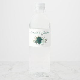 Rustic Emerald Grönt & Sage Ro Bröllop Vattenflaskor Etikett