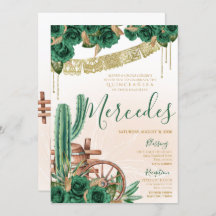 Rustic Emerald Grönt Western Charro Quinceanera